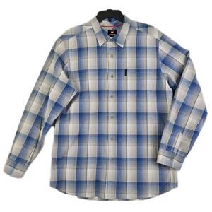 Quicksilver~Men's Size XL/TG~Blue/Gray Plaided Prnt. Button-Up Shirt Long Sleeve